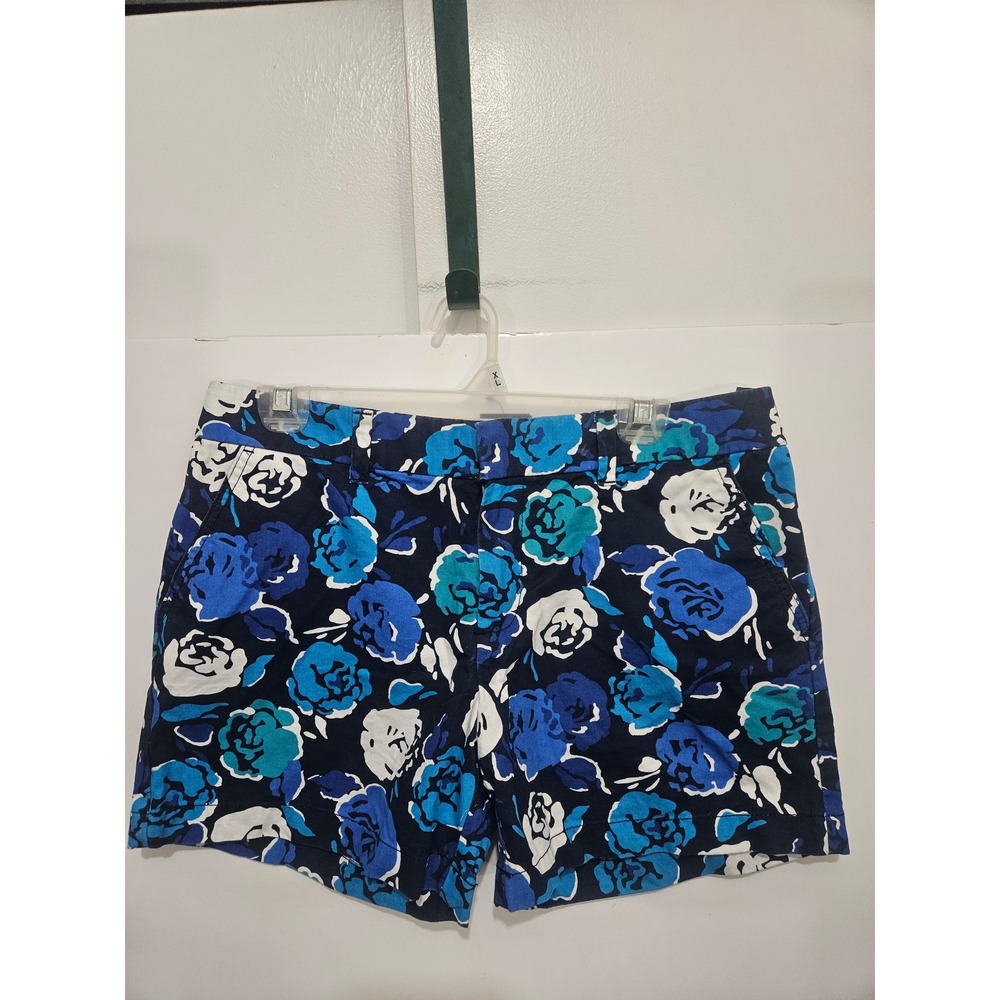 Tommy Hilfiger Womens Floral Chino Shorts Blue White Navy Size 8 NWT
